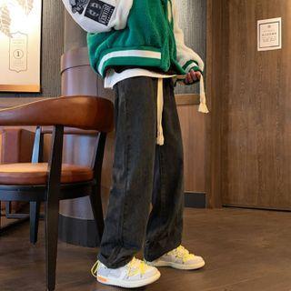 Drawstring Washed Loose Fit Jeans