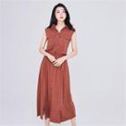 Sleeveless Elastic-waist Midi Dress