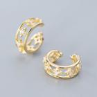 925 Sterling Silver Rhinestone Cuff Earring 1 Pair - S925 Silver - Earrings - Gold - One Size