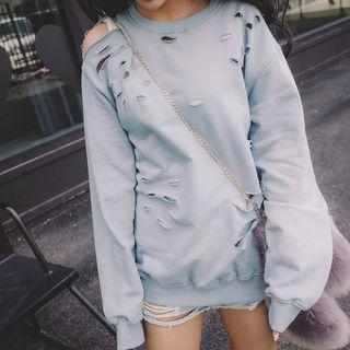 Distressed Cutout Sweatshirt