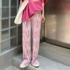 Straight Leg Pants Pink & White - One Size