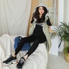Inset Hoodie Drawcord-waist Long Vest