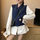 Long-sleeve Plain Shirt / Button Vest