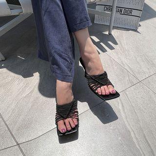 High-heel Woven Mules