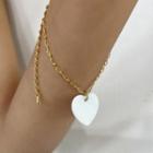 Heart-pendant Chain Bracelet Gold - One Size