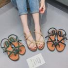 Faux-suede Cross Strap Flat Sandals