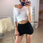Asymmetric Hem High-waist Mini Skort