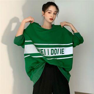 Lettering Long-sleeve Loose-fit Pullover