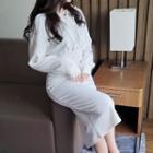 Long-sleeve Hooded Midi Sheath Dress