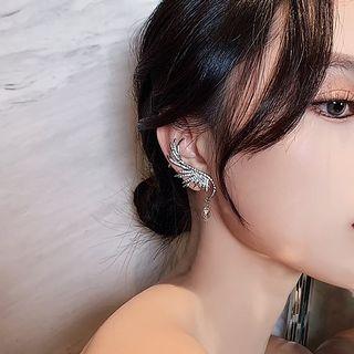 Rhinestone Ear Climber Earring 1 Pair - Silver - One Size
