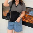 Short-sleeve Two Tone Polo Top