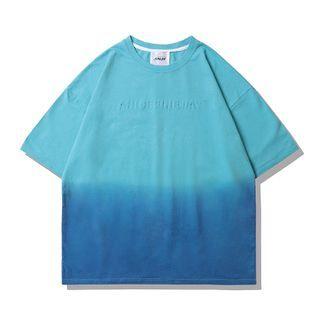 Round Neck Gradient Oversized Short-sleeve T-shirt