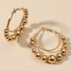Bead & Hoop Layered Alloy Hoop Earring 01 - 1 Pair - Gold - One Size