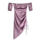 Off-shoulder Asymmetrical Drawstring Mini Bodycon Dress