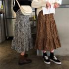 Leopard Print Crinkle A-line Skirt