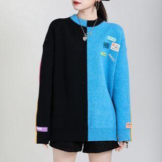 Color Block Panel Applique Sweater