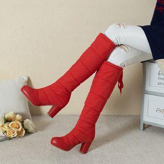 Platform Block Heel Padded Tall Boots