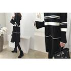 Bell-sleeve Contrast-trim Knit Dress