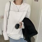 Long-sleeve Contrasted Top