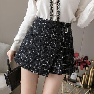 Plaid Buckled Mini Skort
