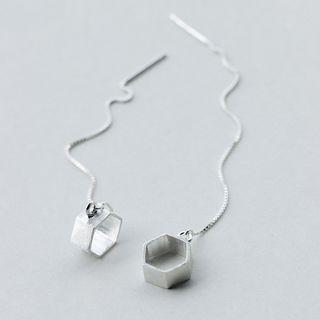 925 Sterling Silver Hexagon Threader Earrings