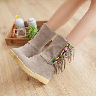Beaded Tassel Hidden Wedge Snowboots