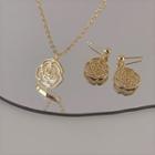 Flower Shell Pendant Alloy Necklace / Dangle Earring