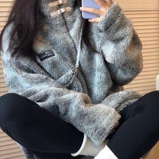 Fleece Single Coat With Crossbody Bag