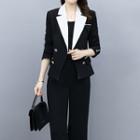 Set: Two-tone Double-breasted Blazer + Dress Pants