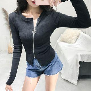 Zip Front Long-sleeve T-shirt