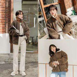Belted Faux-shearling Jacket One Size