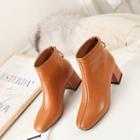 Chunky-heel Genuine Leather Ankle Boots