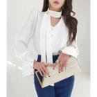 Scarf-neck Crepe Blouse With Brooch