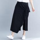 Irregular Wide-leg Capri Pants Black - One Size