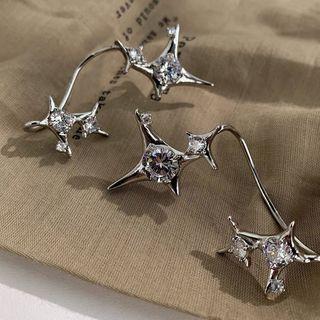 Rhinestone Star Cuff Earring 1pc - Right Ear - Silver - One Size