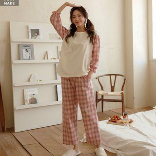 Plaid Lounge Set: Top + Pants
