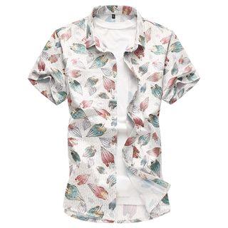 Leaf Print Short Sleeve Shirt