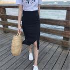 Plain Split Skirt