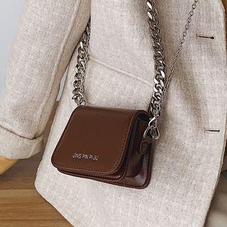 Faux Leather Chain Strap Mini Crossbody Bag