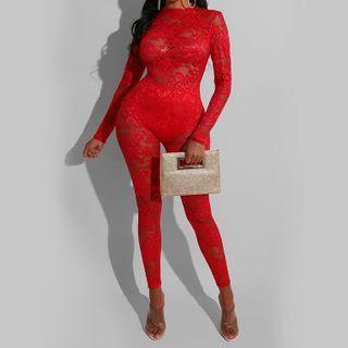 Lace Long-sleeve Jumpsuit