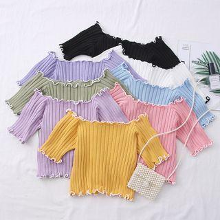 Contrasted Boatneck Crop Knit Top In 8 Colors