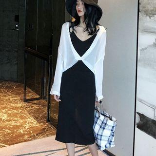Spaghetti-strap Knit Dress / Light Jacket
