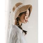Lace Beribboned Woven Rattan Bucket Hat