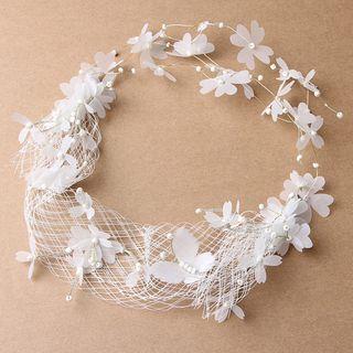 Flower & Mesh Headpiece