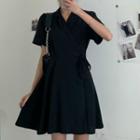 Short-sleeve A-line Wrap Mini Dress