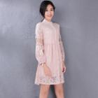 Long-sleeve Lace A-line Mini Dress