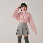 Heart Patterned Pleated Mini Skirt