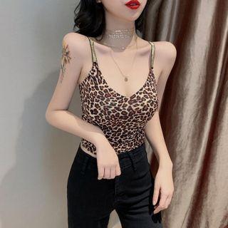 Leopard Print Cross-back Camisole Top Leopard - One Size
