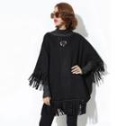 Eyelet Detail Fringe Poncho