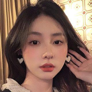 Heart Drop Earring 1 Pair - Black & White - One Size